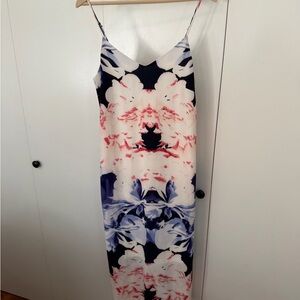 YAS Carmen midi Blue and Pink Dress